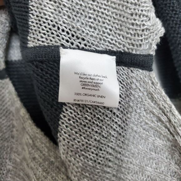 Eileen Fisher Womens Open Knit Top Size S Linen Striped Colorblock Scoop Neck - Picture 3 of 7
